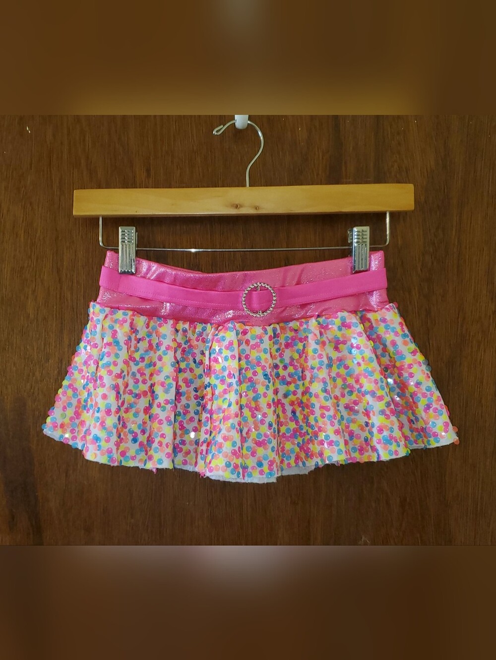 Weissman Dance Confetti Sequin Belted Mini Skirt Sz MC Sing Me Sweet